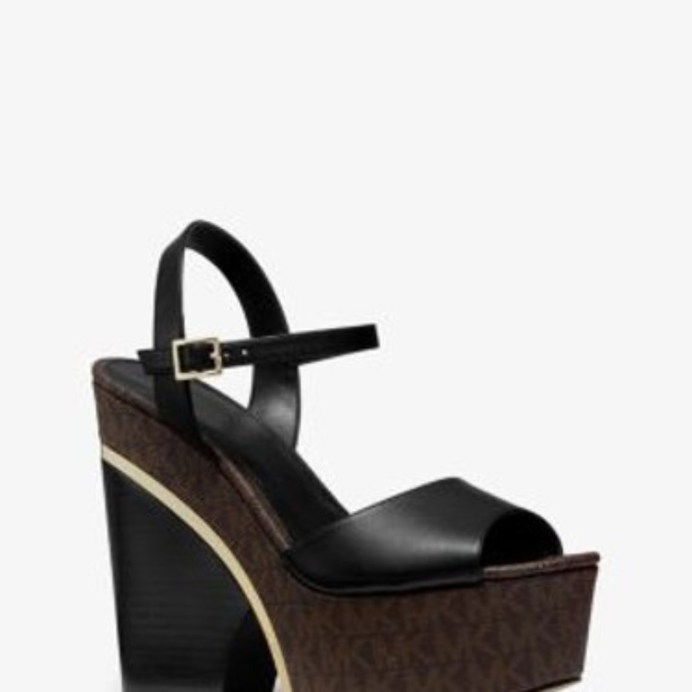 Lana Logo and Leather Wedge Sandal